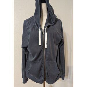 Athleta Women's Blue Cotton Athleisure Relaxed Full Zip Hoodie Sweater Sz M